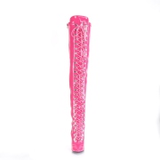 Kiiltonahka 13 cm SEDUCE-3024 Pinkit nauhalliset ylipolvensaappaat