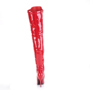Kiiltonahka 13 cm SEDUCE-3024 Punaiset nauhalliset ylipolvensaappaat