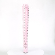 Kiiltonahka 13 cm SEDUCE-3024 Vaaleanpunaiset nauhalliset ylipolvensaappaat
