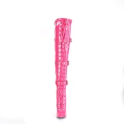 Kiiltonahka 13 cm SEDUCE-3028 Pinkit nauhalliset ylipolvensaappaat