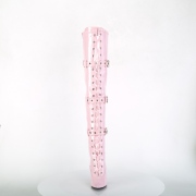 Kiiltonahka 13 cm SEDUCE-3028 Vaaleanpunaiset nauhalliset ylipolvensaappaat