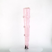 Kiiltonahka 13 cm SEDUCE-3028 Vaaleanpunaiset nauhalliset ylipolvensaappaat