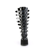 Kiiltonahka 14 cm demoniacult leveille pohkeille platform saappaat stretch