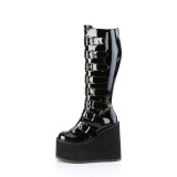 Kiiltonahka 14 cm demoniacult leveille pohkeille platform saappaat stretch