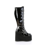 Kiiltonahka 14 cm demoniacult leveille pohkeille platform saappaat stretch