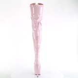 Kiiltonahka 15 cm DELIGHT-3027 Vaaleanpunaiset nauhalliset ylipolvensaappaat