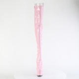 Kiiltonahka 18 cm ADORE-3063 Vaaleanpunaiset nauhalliset ylipolvensaappaat