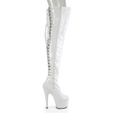 Kiiltonahka 18 cm ADORE-3063 Valkoiset nauhalliset ylipolvensaappaat