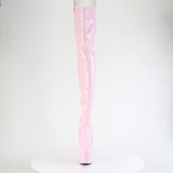 Kiiltonahka 18 cm ADORE-3850 Vaaleanpunaiset nauhalliset ylipolvensaappaat