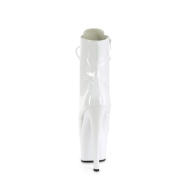 Kiiltonahka 18 cm SKY-1020 Valkoiset nauhalliset korkeakorkoiset nilkkurit