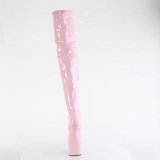 Kiiltonahka 20 cm CRAZE-3000 Heelless overknee saappaat pony vaaleanpunaiset