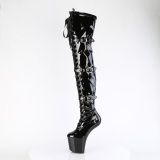 Kiiltonahka 20 cm CRAZE-3028 Heelless overknee saappaat pony mustat