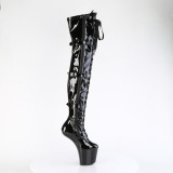 Kiiltonahka 20 cm CRAZE-3028 Heelless overknee saappaat pony mustat