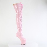 Kiiltonahka 20 cm CRAZE-3028 Heelless overknee saappaat pony vaaleanpunaiset