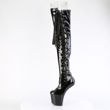 Kiiltonahka 20 cm CRAZE-3050 Heelless overknee saappaat pony mustat