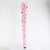 Kiiltonahka 20 cm FLAMINGO-3028 pitkvartiset saappaat soljilla vaaleanpunaiset
