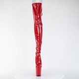 Kiiltonahka 20 cm FLAMINGO-3850 Punaiset nauhalliset ylipolvensaappaat