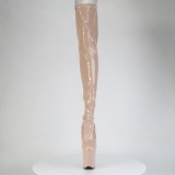 Kiiltonahka 20 cm FLAMINGO-3850 beiget nauhalliset ylipolvensaappaat