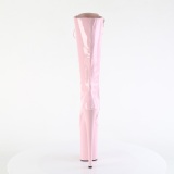 Kiiltonahka saappaat 23 cm platform poledance nauhasaappaat naiset vaaleanpunaiset