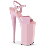 Kiiltonahka vaaleanpunaiset 25,5 cm BEYOND-009 korkeakorkoiset kengät - todella korkeat korot