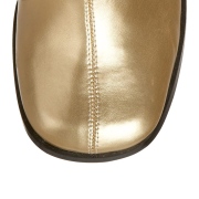 Kultaiset vinyyli saappaat kantapään lohko 7,5 cm - 70 luku korkosaappaat hippi disko gogo