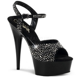 Musta 15 cm DELIGHT-609RS Kimaltelevia Kiviä naisten kengät korkeat korko