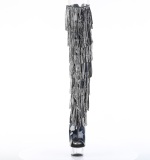 Musta 15 cm DELIGHT exotic overknee saappaat strassisomisteiset hapsuilla