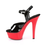 Musta 15 cm Pleaser KISS-209 Punaiset Platform Korkosandaalit