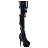 Musta 18 cm ADORE-3011HWR Hologrammi platform overknee saappaat avokrkiset