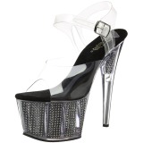 Musta 18 cm ADORE-708SRS Sandaalit Platform Joissa Strassi