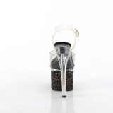 Musta 18 cm ESTEEM-708LG Glitter platform korkeakorkoiset sandaalit