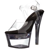 Musta 18 cm FLASHDANCE-708 strippari kengät tankotanssi sandaletit LED hehkulamppu