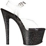 Musta 18 cm Pleaser SKY-308MG glitter platform korkokengt naisten