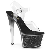 Musta 18 cm SKY-308G-T glitter platform sandaalit naisten