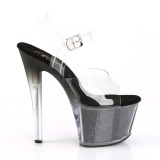 Musta 18 cm SKY-308G-T glitter platform sandaalit naisten