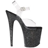 Musta 20 cm Pleaser FLAMINGO-808MG kimallus platform korkokengt naisten