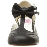 Musta 7,5 cm retro vintage FLAPPER-11 Pinup avokkaat kengät alhainen korot