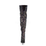 Musta Glitter 13 cm COURTLY-3015 Pleaser Ylipolvensaappaat