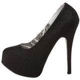 Musta Glitter 14,5 cm Burlesque TEEZE-31G Platform Avokkaat Kengt