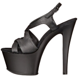 Musta Keinonahka 18 cm Pleaser SKY-330 Platform Korkokengill