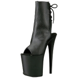 Musta Keinonahkaiset 20 cm Pleaser FLAMINGO-1018 Platform Nilkkasaappaat