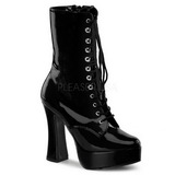 Musta Kiiltonahkaiset 13 cm Pleaser ELECTRA-1020 Platform Nilkkasaappaat