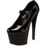 Musta Kiiltonahkaiset 18 cm Pleaser SKY-387 Platform Avokkaat Kengt