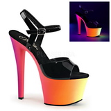 Musta Kiiltonahkaiset 18 cm RAINBOW-309UV Sandaalit Neon Platform