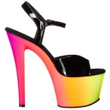 Musta Kiiltonahkaiset 18 cm RAINBOW-309UV Sandaalit Neon Platform