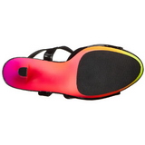 Musta Kiiltonahkaiset 18 cm RAINBOW-309UV Sandaalit Neon Platform