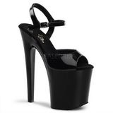 Musta Kiiltonahkaiset 20 cm Pleaser XTREME-809 Korkosandaalit Platform