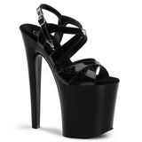 Musta Kiiltonahkaiset 20 cm Pleaser XTREME-872 Korkosandaalit Platform