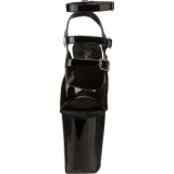 Musta Kiiltonahkaiset 20 cm Pleaser XTREME-873 Korkosandaalit Platform