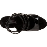 Musta Kiiltonahkaiset 20 cm Pleaser XTREME-873 Korkosandaalit Platform